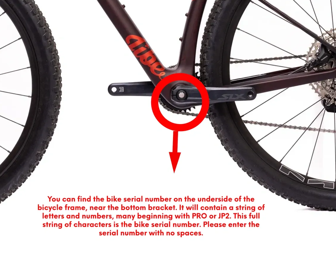 Instructions on how to locate your serial number on your Jibe bike.